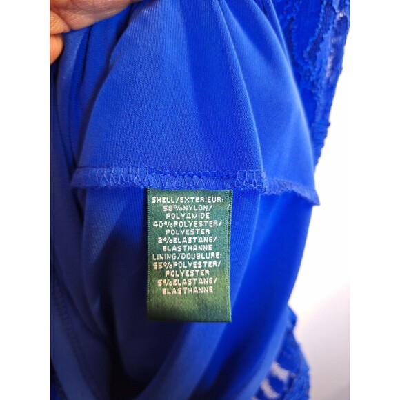 LAUREN RALPH LAUREN Blue Lace Sheath Dress Sz 12 Cocktail Knee Length Formal - Picture 9 of 9